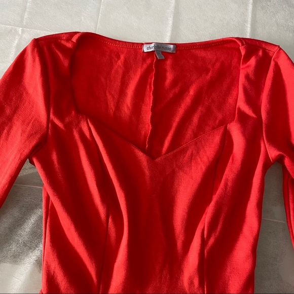 Coral Orange Peplum Top Blouse Shirt XS Charlotte - Picture 5 of 8